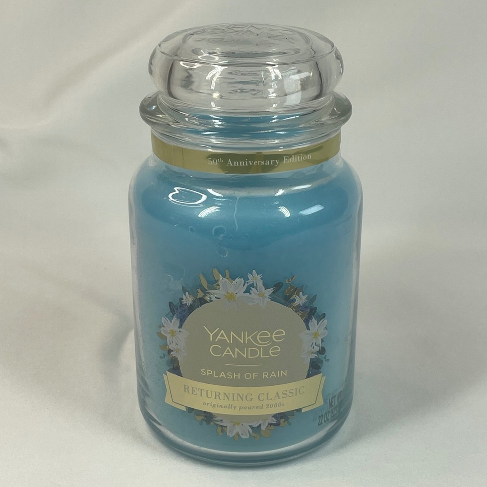 Yankee Candle Splash of Rain 50th Anniversary Large Jar Candle Blue 22oz NEW